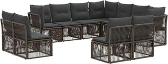 vidaXL Conjunto De Sof&aacute;s De Jard&iacute;n 11 Uds. Gris Rat&aacute;n Sint&eacute;tico Vidaxl