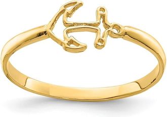 Diamond2Deal 14k Yellow Gold Polished Anchor Ring