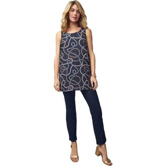 Jessica London Georgette Tunic Tank in Navy Multi Rope at Nordstrom, Size 20