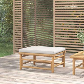 vidaXL Reposapi&eacute;s De Jard&iacute;n Bamb&uacute; Con Coj&iacute;n Gris Claro Vidaxl