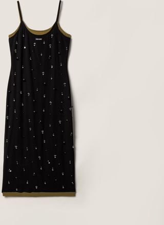 Miu Miu Embroidered stretch georgette dress