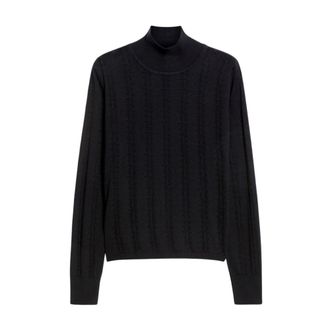 Max Mara Wollen en zijden coltrui - Dames - Coltruien - Blauw - L - Wol - Truien & Vesten