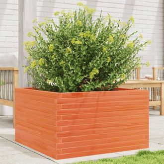 Berkfield Home Garden Planter Wax Brown 80x80x45.5 cm Solid Wood Pine
