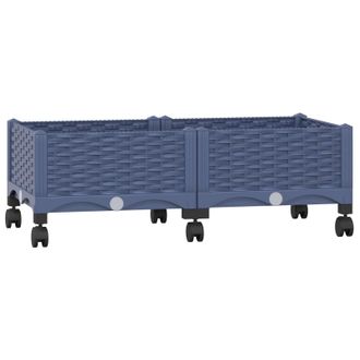 vidaXL Macetero De Jard&iacute;n Con Ruedas Gris Azulado 80 X 40 X 33 Cm Pp Vidaxl