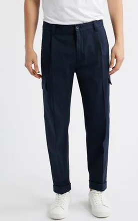 BOSS Perin Pleated Tapered Leg Cargo Pants in Dark Blue at Nordstrom Rack, Size 32 X R
