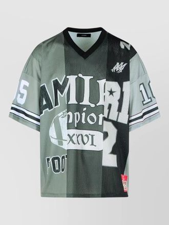 Amiri mesh spliced oversized v-neck t-shirt