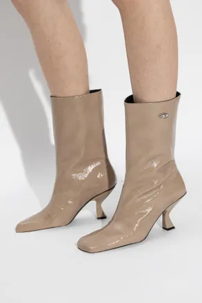 Diesel Heeled Ankle Boots D-AMBER TUBE 75, Womens, Beige