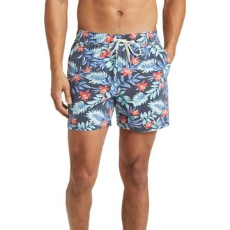 Fair Harbor The Bungalow Water Repellent Swim Trunks in Midnight Palms at Nordstrom Rack, Size Xx-Large