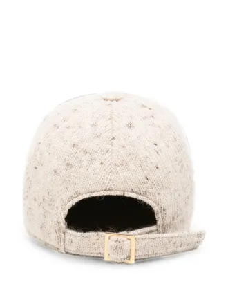 Fabiana Filippi Wool-Blend Flecked Knit Baseball Cap - Beige