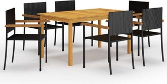 vidaXL 7 Piece Garden Dining Set Black vidaXL