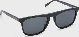 Saint Laurent Men & apos;s Slim Acetate Aviator Sunglasses with Logo