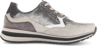 Gabor Taupe Leren Sneaker - Grijs - Dames - Sneakers - Grijs - 37 1/2 EU - Leer - Schoenen