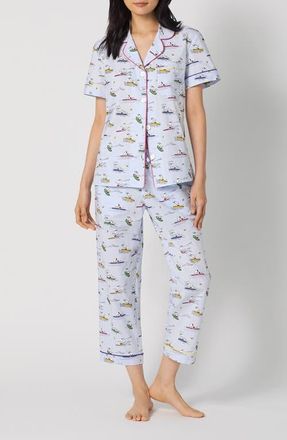 Bedhead Pajamas Print Stretch Organic Cotton Jersey Crop Pajamas in Catch A Wave Snoopy at Nordstrom, Size X-Large