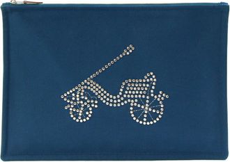 Herm&egrave;s Blue Cotton Canvas Pouch (Pre-Owned)