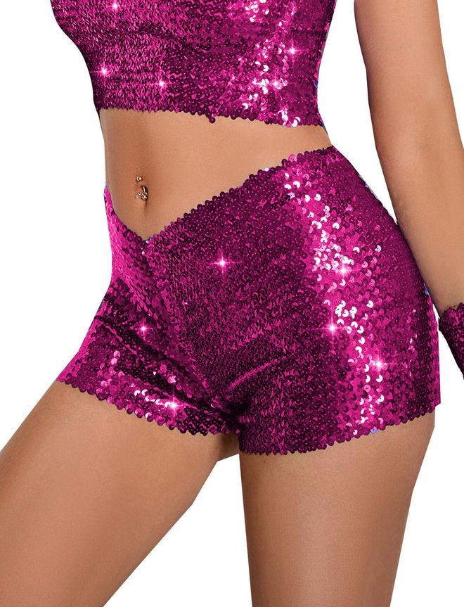 Shiny pink shorts on sale