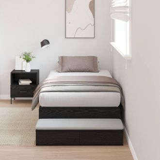 Berkfield Home Storage Bed Frame Black oak Engineered wood 236.5 x 100 x 31.5 cm