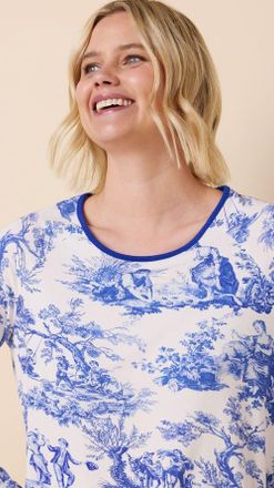 The Cats Pajamas Pima Knit Simple Set in Idle Hours Blue at Nordstrom, Size X-Large