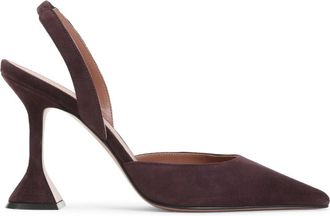 Amina Muaddi Burgundy Slingback Pumps
