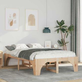 vidaXL Estructura De Cama Marr&oacute;n Madera Maciza De Pino Vidaxl