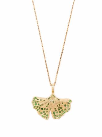 Aurélie Bidermann 18kt yellow gold Gingko tsavorite necklace - women - 18kt Yellow Gold/Tsavorite - One Size