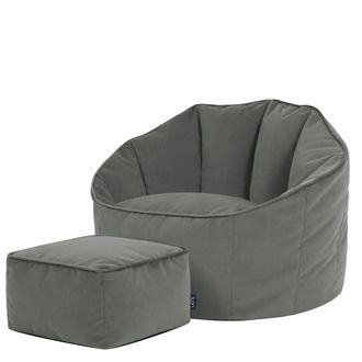 Icon Brand Puf sill&oacute;n concha con reposapi&eacute;s cuadrado de terciopelo gris antracita