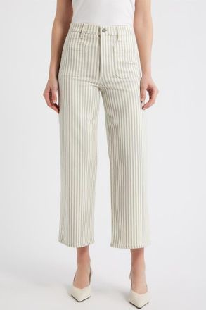 Frame Denim The Anchor High Waist Wide Leg Jeans in Flax Stripe at Nordstrom, Size 24