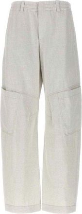 Brunello Cucinelli Gesso Cotton Linen Wide Leg Trousers, Brand Size 46 (US Size 12)