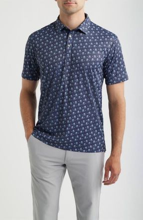Swannies Cliff Floral Performance Golf Polo in Navy at Nordstrom, Size Xx-Large
