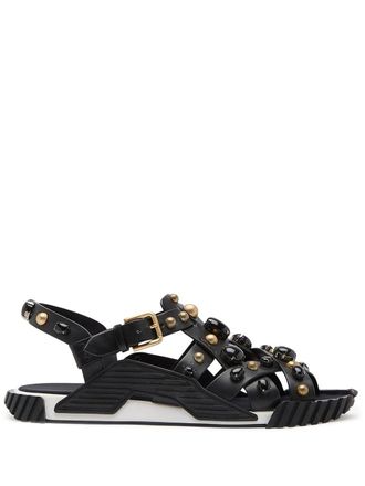 Dolce & Gabbana NS1 studded sandals - men - Calf Leather/Calf Leather/Nylon/Spandex/Elastane/Rubber - 43.5 - Black