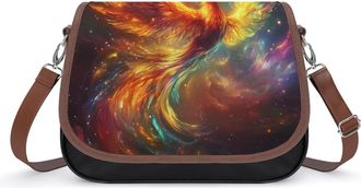 Generic Phoenixs-Flying Womens Leather Crossbody Bags with Adjustable Strap Casual Printed Shoulder Handbag