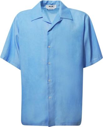 Msgm Bowling Shirt met Korte Mouwen - Heren - Korte mouwen Overhemden - Blauw - L - Overhemden