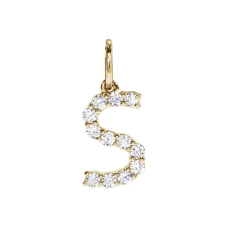 Diamond2Deal 14k Gold 1/5ct Lab-Grown Diamond Initial S Pendant