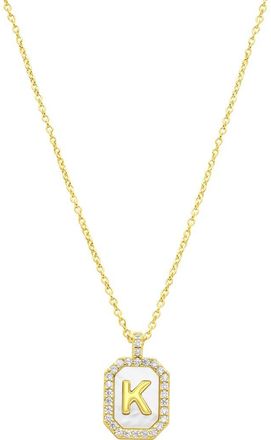 Adornia Crystal Mother of Pearl Initial Pendant Necklace in Gold-K at Nordstrom Rack