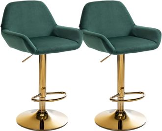 Clp Set De 2 Taburetes De Bar Braga En Terciopelo Con Marco Dorado Verde Oscuro