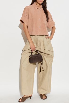 Loewe Suede Short-sleeve Shirt, Womens, Pink