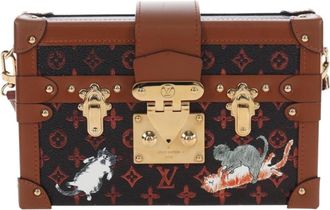 Louis Vuitton Petite Malle Limited Edition Grace Coddington Catogram Canvas Brown Canvas Handbag (Pre-Owned)
