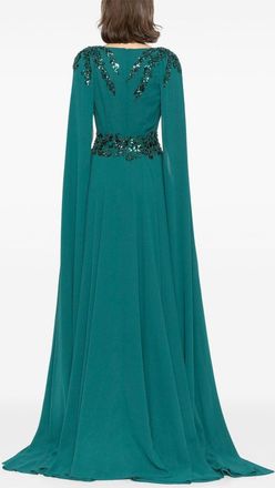 Saiid Kobeisy Crepe Dress With Cape