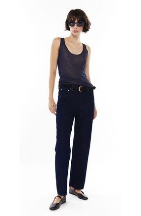 Mother of All Moa High Waist Straight Leg Denim in Dark Denim at Nordstrom, Size X-Small