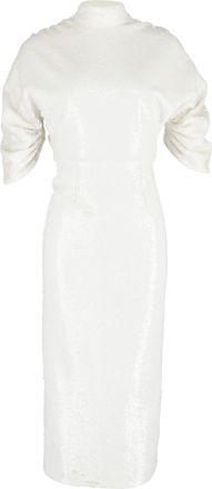 Emilia Wickstead Shari Open-Back Sequined Midi Dress in White Polyester