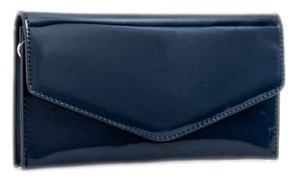 Girly HandBags Womens Plain Glossy Clutch Bag - Navy
