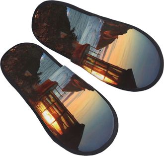 Generic Lighthouse Sunset Coastal Unisex House Shoes Lightweight Sliders Warm House Slippers For Indoor Outdoor Bedroom M