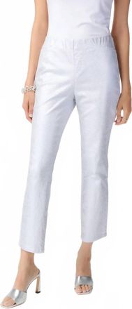 Joseph Ribkoff Metallic Ankle Length Trousers In White/silver