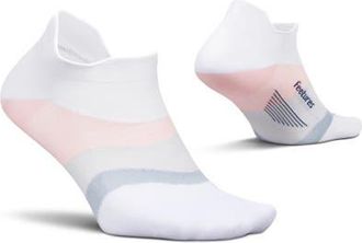 Feetures Elite Ultra Light Cushion Ankle Socks Sport Sock with Targeted Compression in White Rose at Nordstrom, Size Small