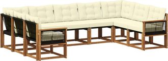 vidaXL Conjunto De Sof&aacute;s De Exterior 9 Uds. Natural Y Crema Vidaxl
