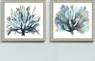 Ballard Designs Seaside Coral Art - Blue - Print II, 34 x 37 - Ballard Designs