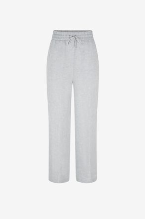 PANICALE Weite Hose aus paillettenbesetztem Leinen