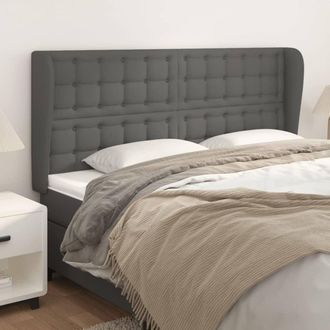 vidaXL Cabecero Con Orejas Cuero Sint&eacute;tico Gris 203x23x118/128 Cm Vidaxl
