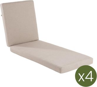 ED&Egrave;N JARD&Iacute; Pack de 4 cojines para tumbona olefin marr&oacute;n tostado 190x60x10 cm