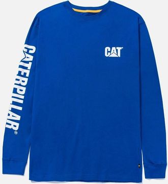 CAT Mens Caterpillar Mens Trademark Banner Long-Sleeved T-Shirt - Blue - Size: 44
