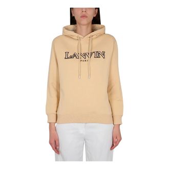 Lanvin Curb Embroidered Hoodie - Dames - Hoodies - Beige - XS - Katoen - Hoodies & sweatvesten